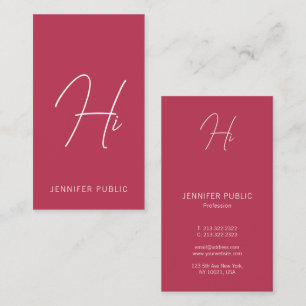 Hi Business Cards Modern Vertical Typography