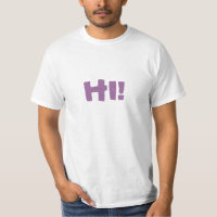 Hi! cartoon on front customisable t-shirt