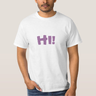 Hi! cartoon on front customisable t-shirt