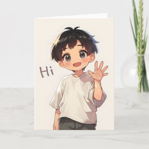 Hi Chibi Boy Anime Holiday Card
