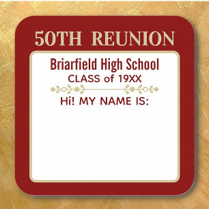 Hi! Class Reunion custom Name badge stickers