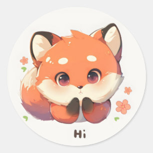 Hi Cute Fox Animal Classic Round Sticker