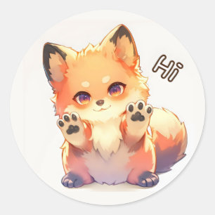 Hi Cute Fox Anime Classic Round Sticker