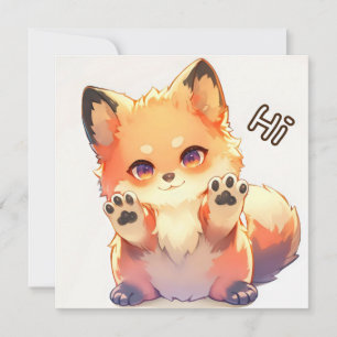 Hi Cute Fox Anime Holiday Card