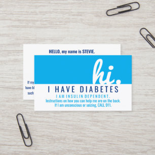 hi diabetes emergency id pvc badge business card