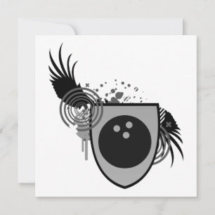 hi-fi bowling ball crest invitation