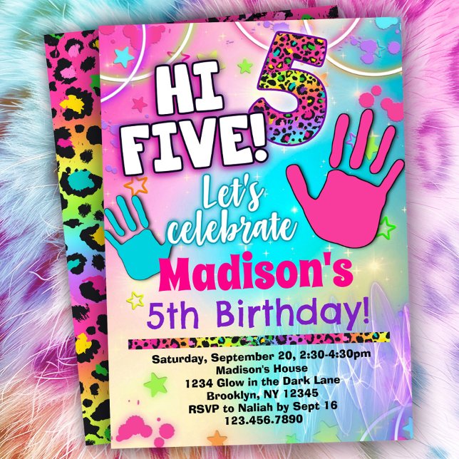 Hi Five! 5th Birthday Invitation for Girls (Creator Uploaded)