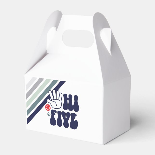 HI FIVE Retro Boy 5th Birthday Favour Box (Front Side)