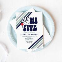 Hi Five Retro Stripes birthday Invitation