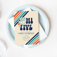 Hi Five Retro Stripes birthday Invitation