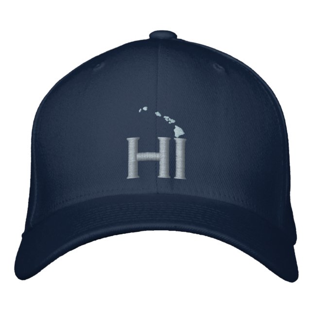 HI for Hawaii - Island Chain: Blue Hawaii Embroidered Hat (Front)