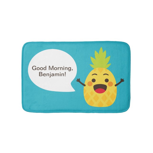 Hi Friends! Pineapple Illustration Bath Mat (Front)