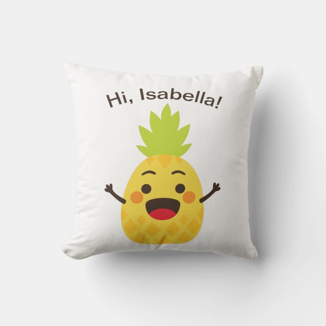 Hi Friends! Pineapple Illustration Cushion (Front)