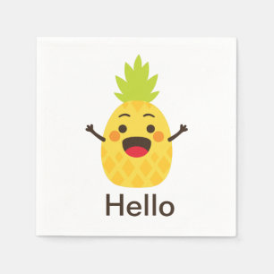 Hi Friends! Pineapple Illustration Napkin