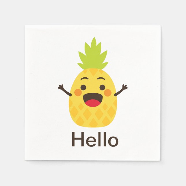 Hi Friends! Pineapple Illustration Napkin (Front)