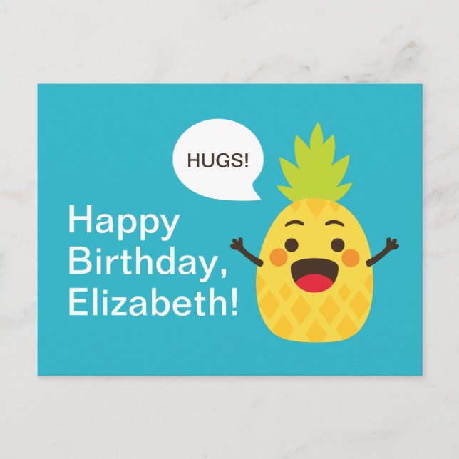 Hi Friends! Pineapple Illustration Postcard (Front)