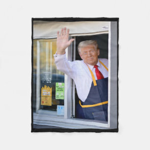 Hi Get Your Burger Donald Trump Cooks Fries Worker Fleece Blanket