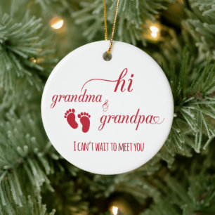 Hi Grandma & Grandpa I Can't Wait To Meet You Ceramic Tree Decoration