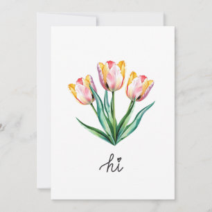 Hi — Handwritten Watercolor Tulip Greeting Card