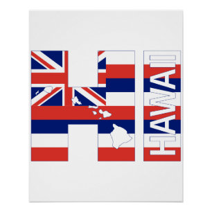 HI Hawaii Islands Hawaiian Flag Poster