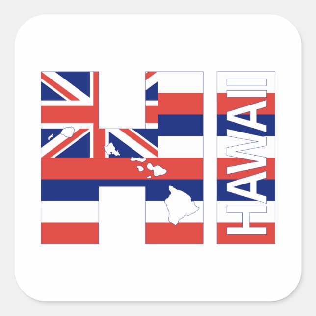 HI Hawaii Islands Hawaiian Flag Square Sticker (Front)