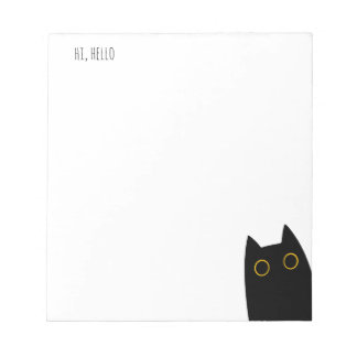 Hi, Hello, Cute Black Cat Notepad