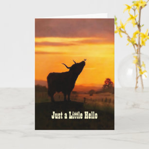 Hi Hello Cute Highland Calf Cow with Butterfly Card