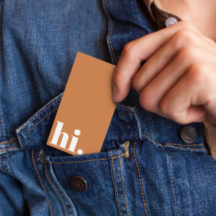 Hi Hello Terracotta & White Clean Simple Casual Business Card
