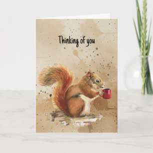 Hi Hello, Thinking of you Fun Squirrel Animal Card