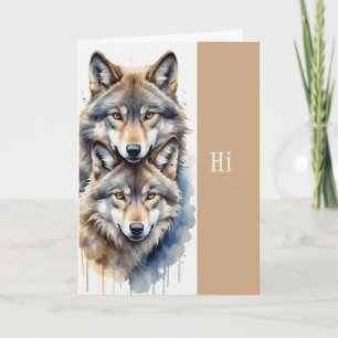 Hi Hello Thinking of You Two Wolves Card