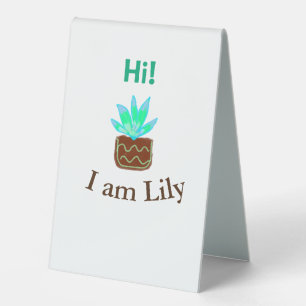 Hi I am Lily cactus succulent add name watercolor