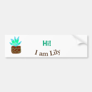 Hi I am Lily cactus succulent add name watercolor Bumper Sticker