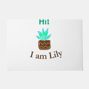 Hi I am Lily cactus succulent add name watercolor Doormat