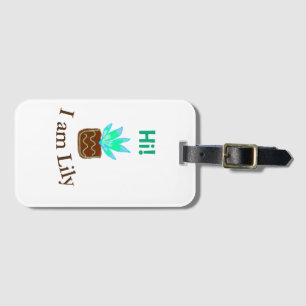 Hi I am Lily cactus succulent add name watercolor  Luggage Tag