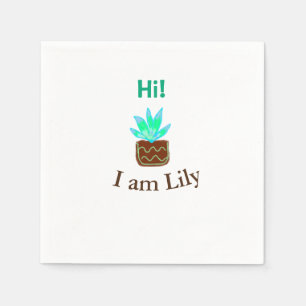 Hi I am Lily cactus succulent add name watercolor  Napkin