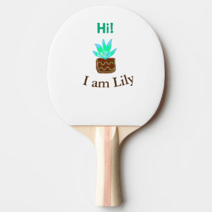 Hi I am Lily cactus succulent add name watercolor Ping Pong Paddle