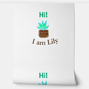 Hi I am Lily cactus succulent add name watercolor Wallpaper