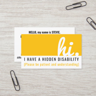 hi i have a hidden disability awareness cards