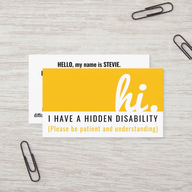 hi i have a hidden disability awareness cards (Front/Back In Situ)