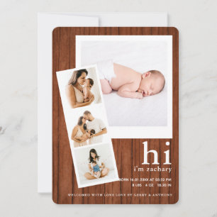 hi i'm Baby name Film Strip Photo Collage Birth Announcement