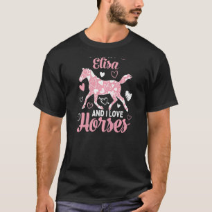 Hi I'm Elisa And I Love Horses  Cute Heart Pattern T-Shirt