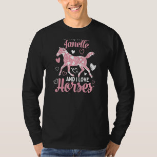Hi I'm Janelle And I Love Horses  Cute Heart Patte T-Shirt