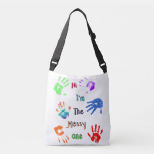 Hi I'm The Messy One - Paint Handprints Crossbody Bag