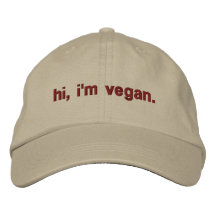 hi, i'm vegan embroidered hat