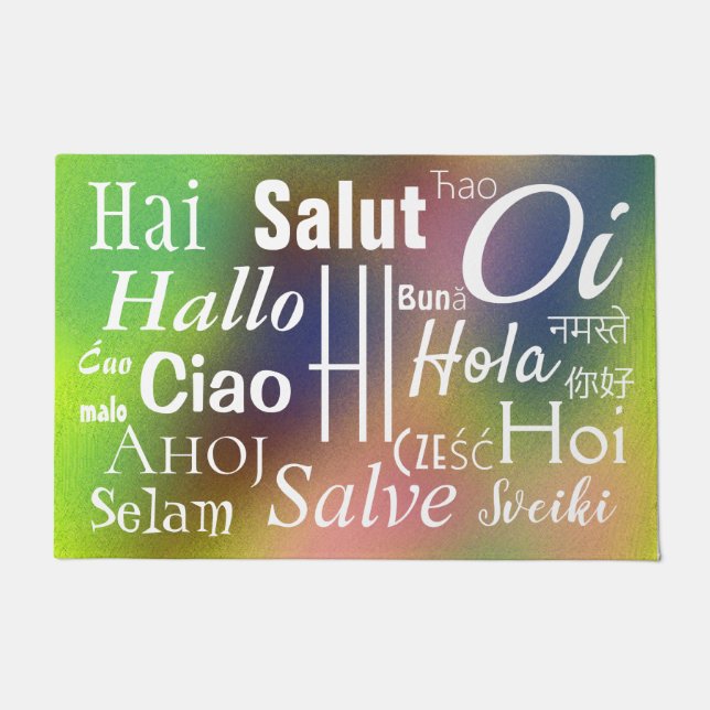Hi in many Languages Cool Doormat (Front)