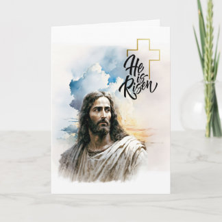 Hi is Risen! Jesus Christ Painting Easter Holiday Card
