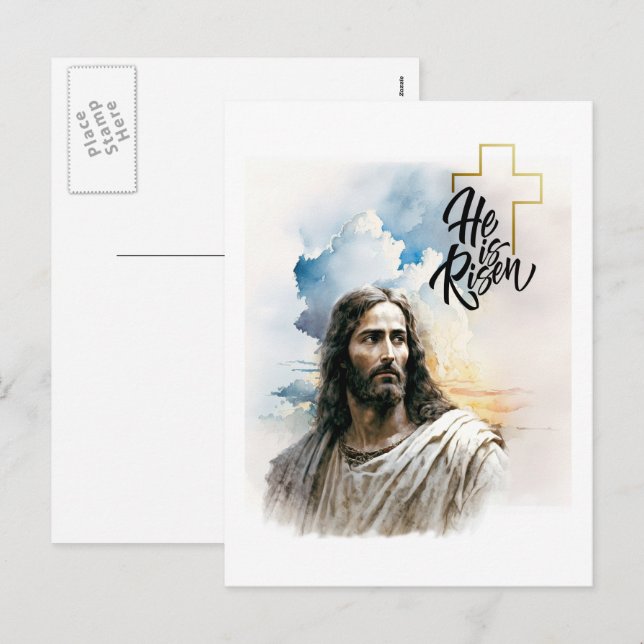  Hi is Risen! Jesus Christ Painting Easter  Holiday Postcard (Front/Back)