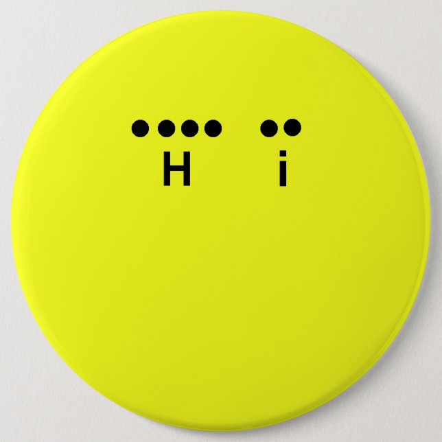"Hi" Morse Code Big Yellow Button (Front)