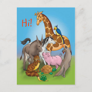 Hi my friends! Adorable Animals Postcard