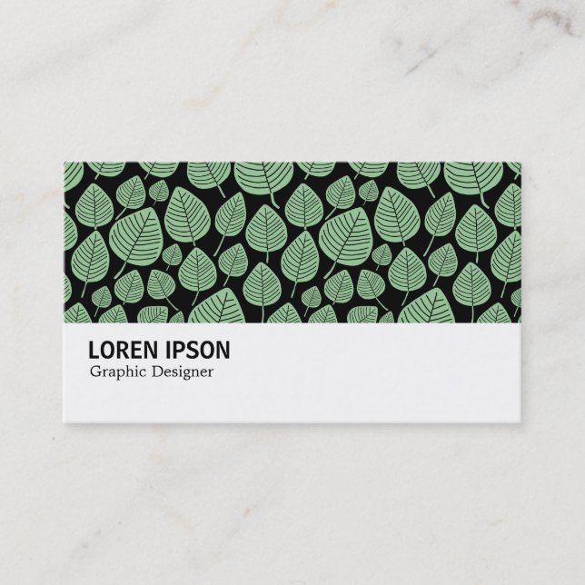 Hi-Phi - 0379 - Leaves - Faded Green on Black Business Card (Front)